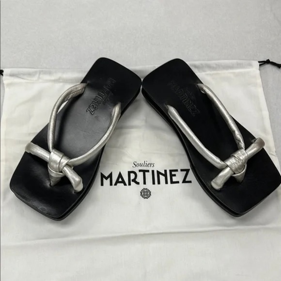 Martinez Black and Silver Sandals Sz 7 - Picture 1 of 5